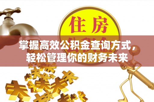 东河掌握高效公积金查询方式，轻松管理你的财务未来
